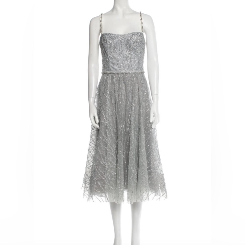 Marchess Notte silver midi dress